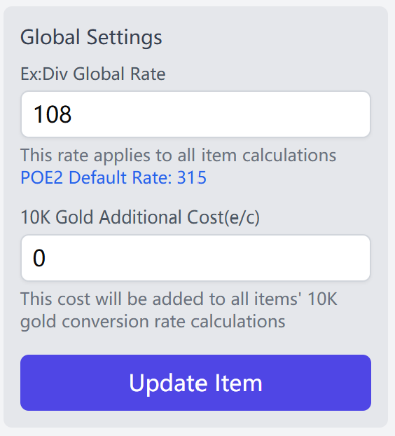 Step 3: Set the global divine to exalted rates